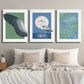 3pcs Animal Colorful Water Bird Wing Metal Print Ready to Hang Art
