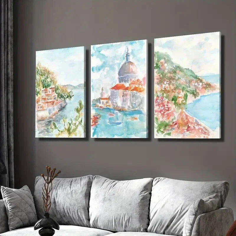 3pcs Modern Coastal Landscape Paintings Wall Art Set Canvas Framed 40x60cm - High Quality Print 100% Australian Made Wall Canvas Ready to Hang
