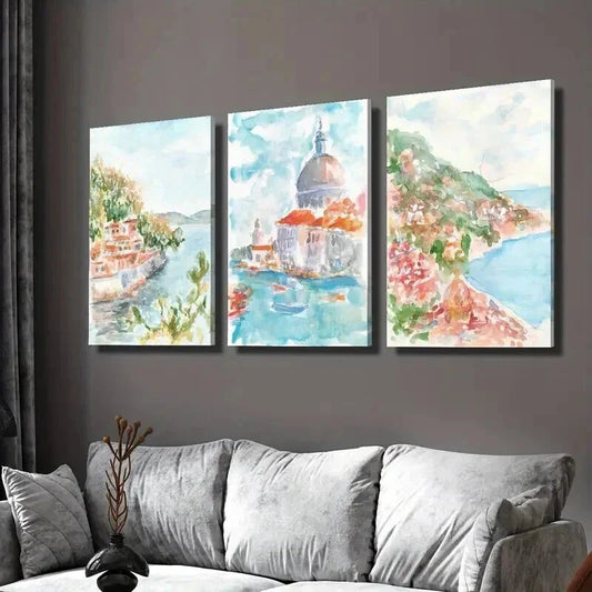 3pcs Modern Coastal Landscape Paintings Wall Art Set Canvas Framed 40x60cm - High Quality Print 100% Australian Made Wall Canvas Ready to Hang