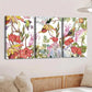 3pcs Vibrant Floral & Birds Red Flowers Parrots Wall Art Set Canvas Framed 40x60cm - High Quality Print 100% Australian Made Wall Canvas Ready to Hang