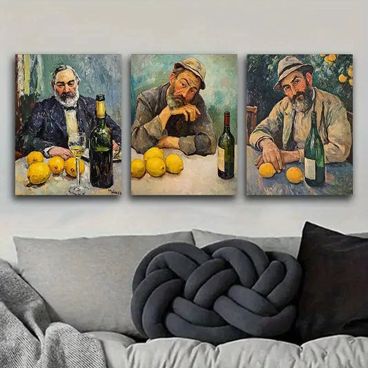 3pcs  Drunk man Art Painting  Metal Print Ready to Hang Art