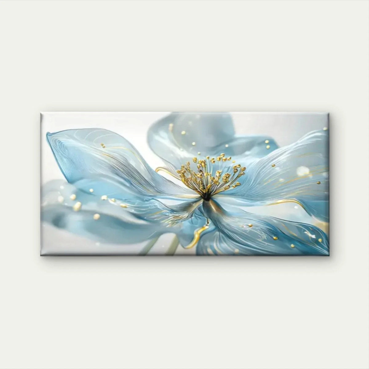 Blue Flower Abstract Wall Art Canvas Office Home Room Framed 120x60cm