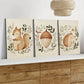 3pcs Squirrel Hedgehog Acorn Green Leaves Tail Wall Art Set Canvas Framed 40x60cm - High Quality Print 100% Australian Made Wall Canvas Ready to Hang