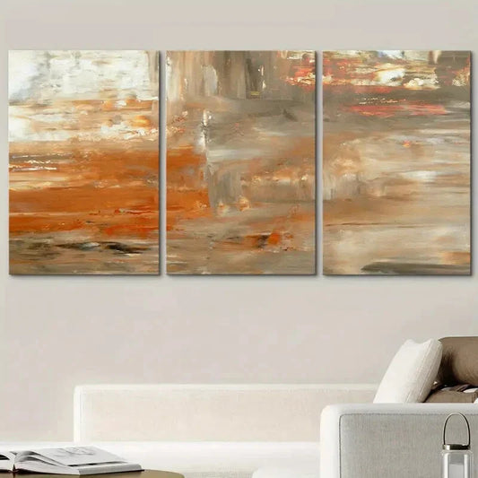 3pcs Orange Abstract Decorative Metal Print Ready to Hang Art