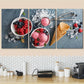 3pcs Raspberry in White Bowl Ice Corn Metal Print Ready to Hang Art