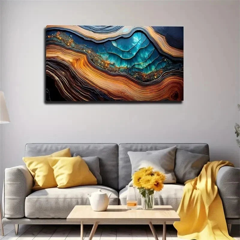 Abstract Layered Stripe Décor Wall Art Canvas Office Home Room Framed 120x60cm