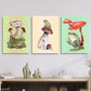 3pcs Whimsical Frog Retro Style Animal Posters  Metal Print Ready to Hang Art