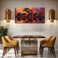 Elephants Sunset Grassland Wall Art Canvas Office Home Room Framed 120x60cm