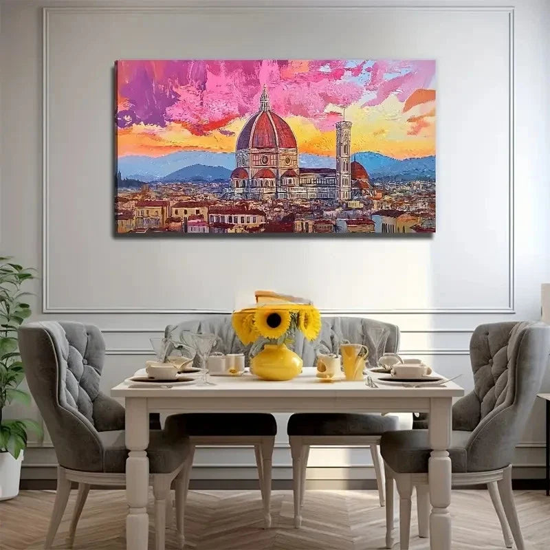 Vibrant East European Perfect Wall Art Canvas Office Home Room Framed 80x45cm