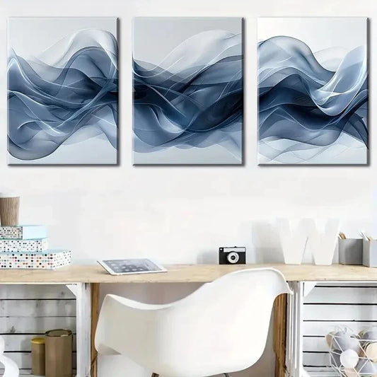 3pcs Modern Art Abstract Geometric Lines Metal Print Ready to Hang Art