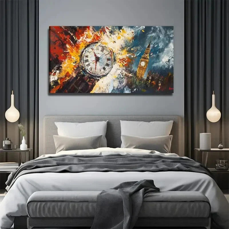 Big Ben & London Eye Wall Art Canvas Office Home Room Framed 80x45cm