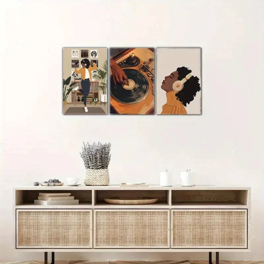 3pcs Fashion Art Posters Urban Art Trendy Art Metal Print Ready to Hang Art