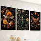 3pcs Featuring Insect Overhead Floral Colorful  Wall Art Set Canvas Framed 40x60cm - High Quality Print 100% Australian Made Wall Canvas Ready to Hang