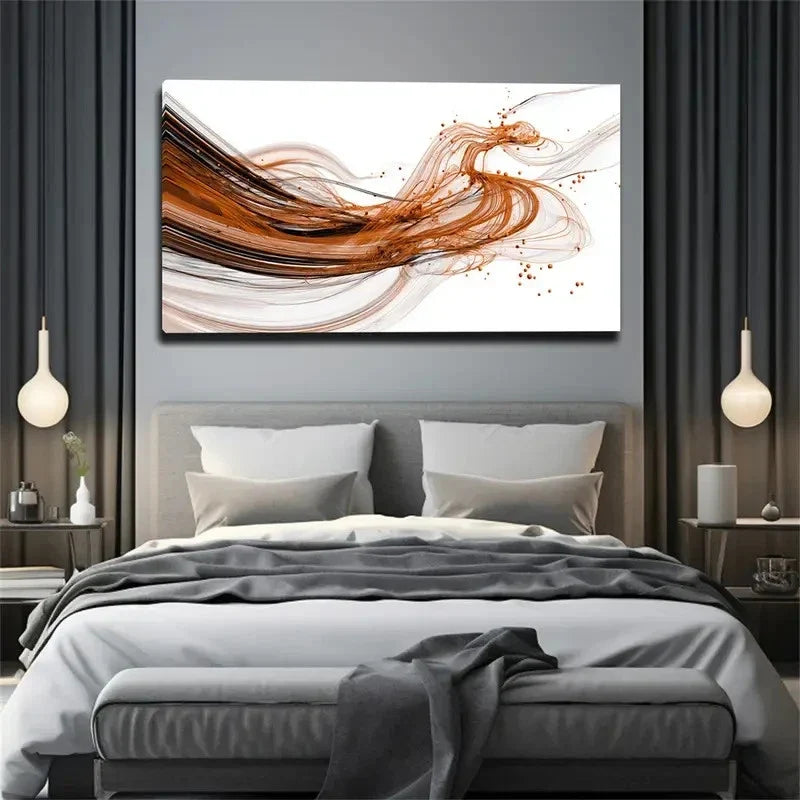 Extra Abstract Brown Beige Wall Art Canvas Office Home Room Framed 80x45cm