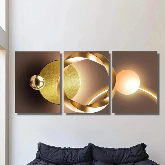 3pcs t, abstract geometry, golden luxury, l Metal Print Ready to Hang Art