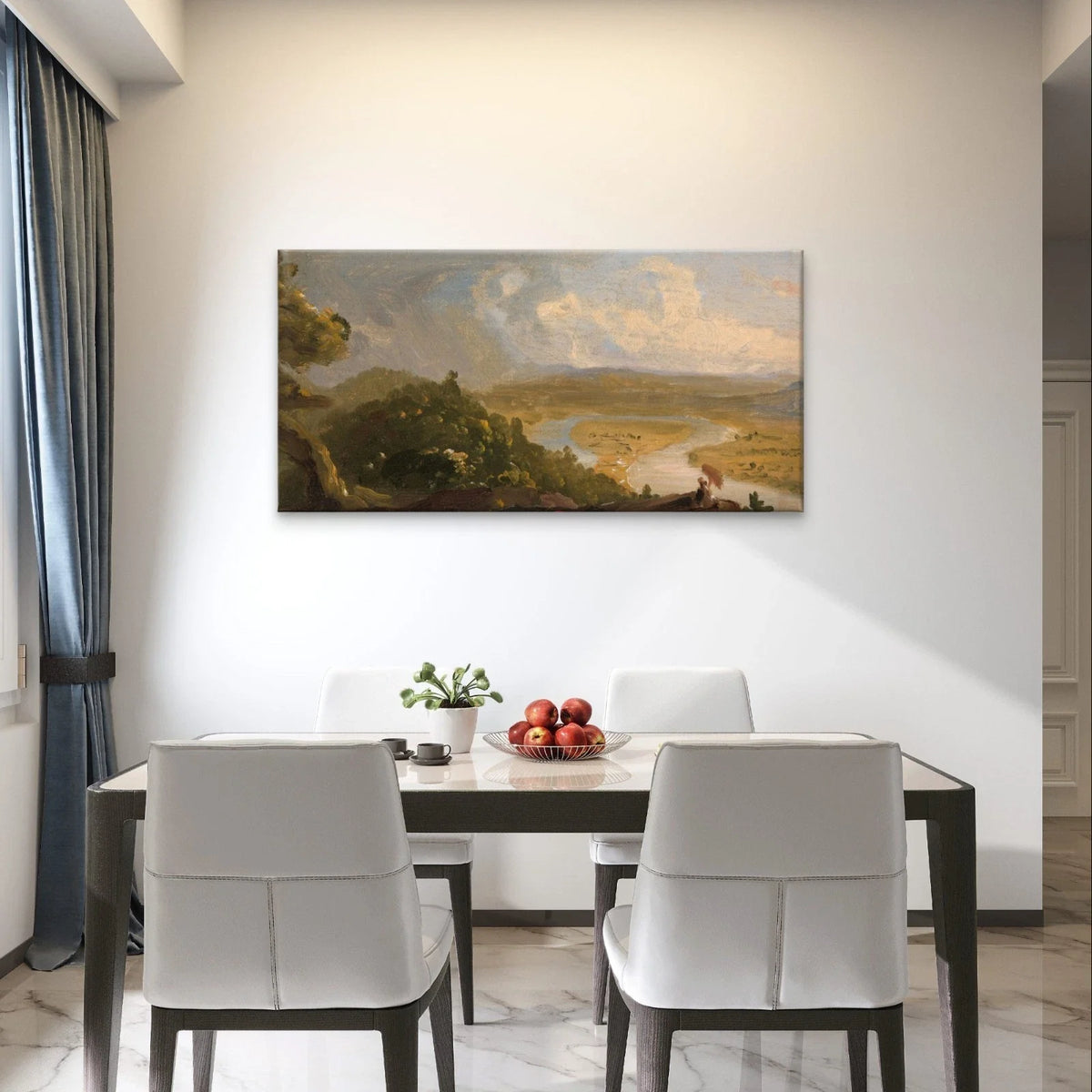 Classical River Valley Landscape Wall Art Canvas Office Home Framed 120x60cm