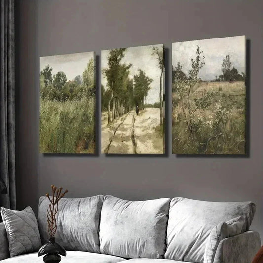3pcs Retro Gardenia Flower Meadows Wall Art Set Canvas Framed 40x60cm - High Quality Print 100% Australian Made Wall Canvas Ready to Hang