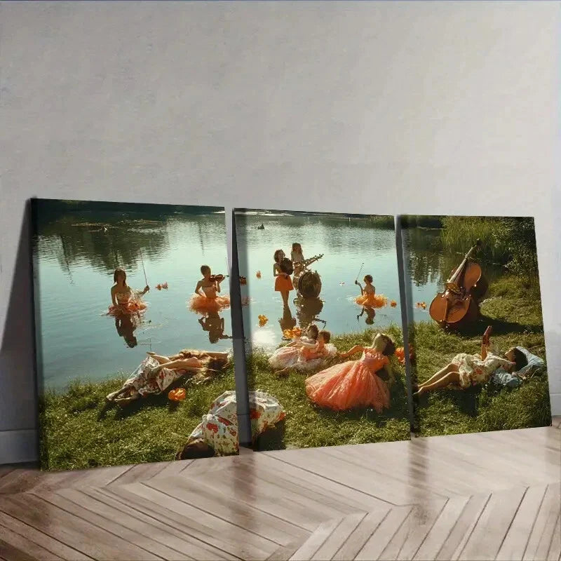 3pcs  Concert by the lake Wall Art Set Canvas Framed 40x60cm - High Quality Print 100% Australian Made Wall Canvas Ready to Hang