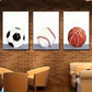 3pcs Football Baseball And Basketball Posters Metal Print Ready to Hang Art