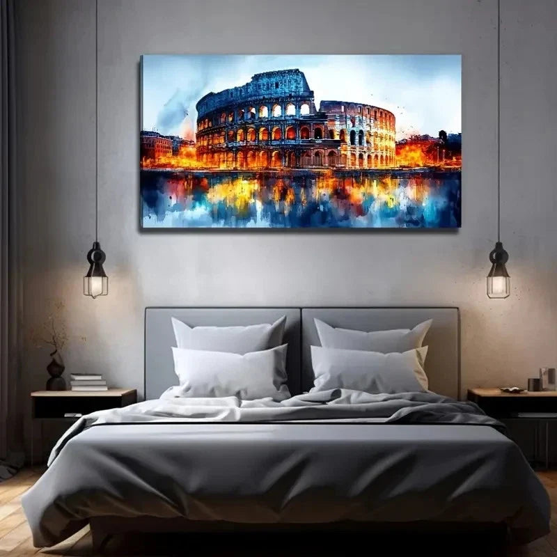 Colosseum Suitable Perfect Wall Art Canvas Office Home Room Framed 80x45cm