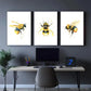 3pcs Vibrant Yellow & Black Honeybee Decor Metal Print Ready to Hang Art