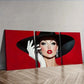 3pcs Fashionable woman in black hat Wall Art Set Canvas Framed 40x60cm - High Quality Print 100% Australian Made Wall Canvas Ready to Hang