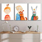 3pcs Youngsters'S Cute Pet Group Painting Metal Print Ready to Hang Art