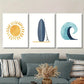 3pcs   orange sun sunshine doodle, blue surfboard Wall Art Set Canvas Framed 40x60cm - High Quality Print 100% Australian Made Wall Canvas Ready to Hang
