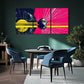 3pcs Monkey Pink Themed Stunning Golden Metal Print Ready to Hang Art
