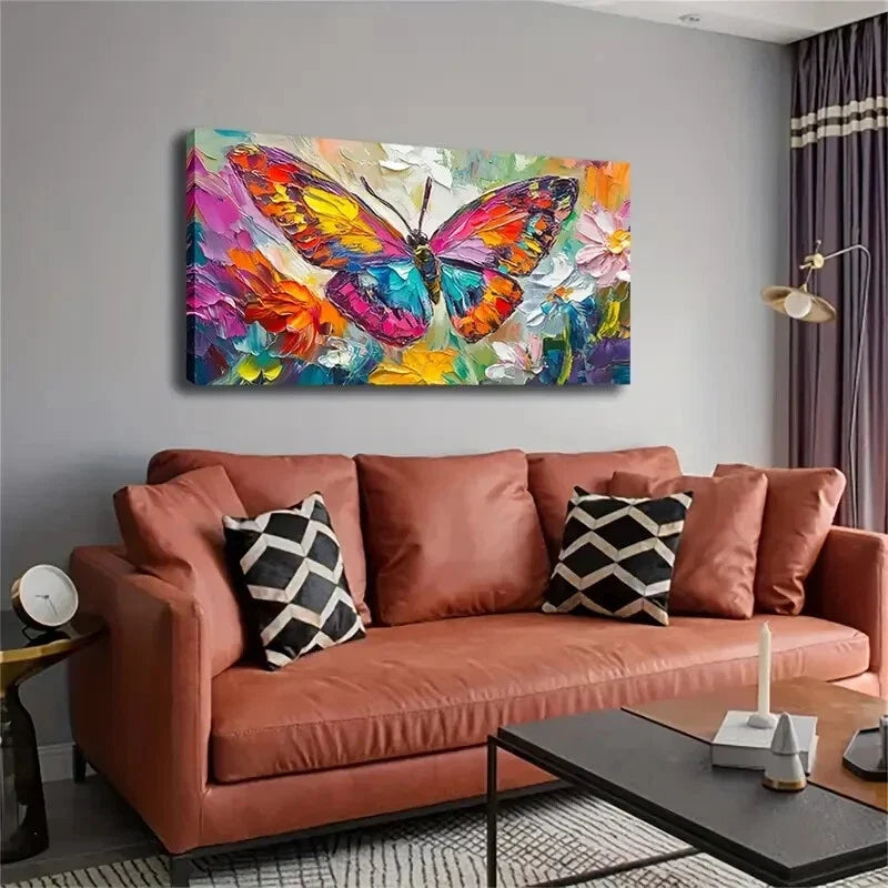Beautiful Butterflies Outlined Wall Art Canvas Office Home Room Framed 120x60cm