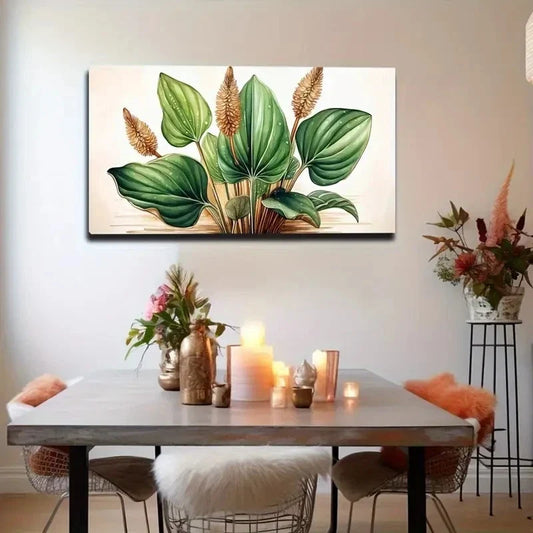 Botanical Vibrant Green Wall Art Canvas Office Home Room Framed 120x60cm