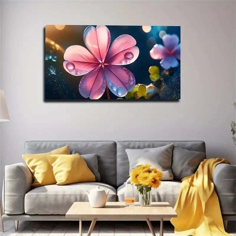 Water Droplet Detail Wall Art Canvas Office Home Room Framed 80x45cm