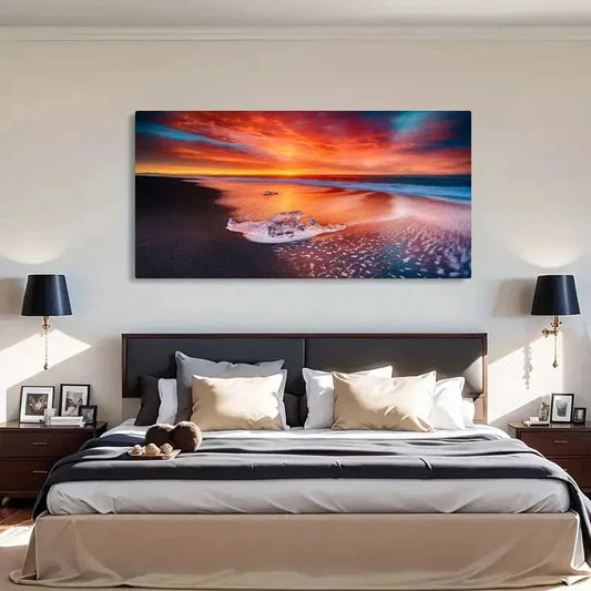Ocean Waves Long Exposure Wall Art Canvas Office Home Room Framed 120x60cm