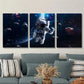 3pcs Astronaut, blue planet, space travel Metal Print Ready to Hang Art