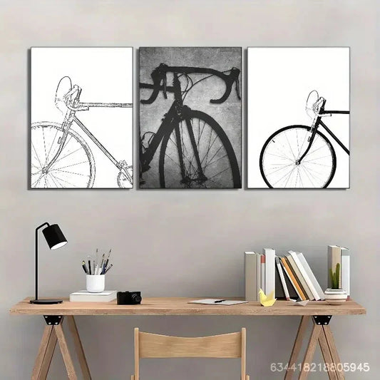 3pcs Bicycle Pencil Drawing "My Bike" Metal Print Ready to Hang Art