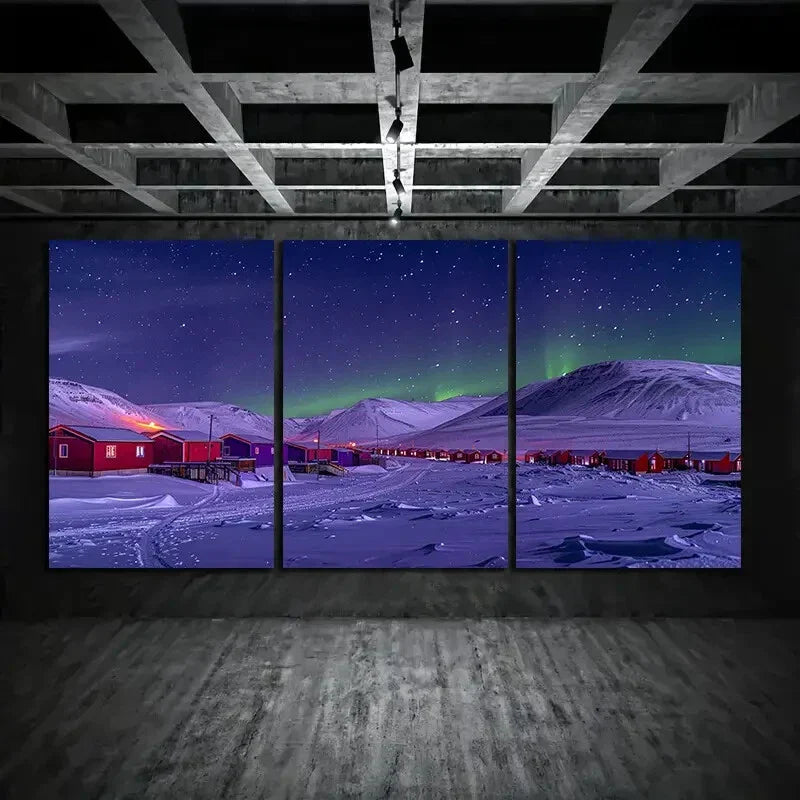 3pcs Aurora Borealis Northern Lights Metal Print Ready to Hang Art