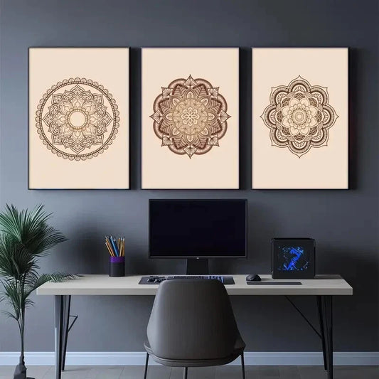 3pcs Expression Geometric Pattern Decorative Metal Print Ready to Hang Art