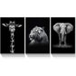 3pcs  Giraffe Tiger and Elephant Picture   Metal Print Ready to Hang Art