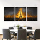 3pcs The Eiffel Tower with a Golden Glow Wall Art Set Canvas Framed 40x60cm - High Quality Print 100% Australian Made Wall Canvas Ready to Hang
