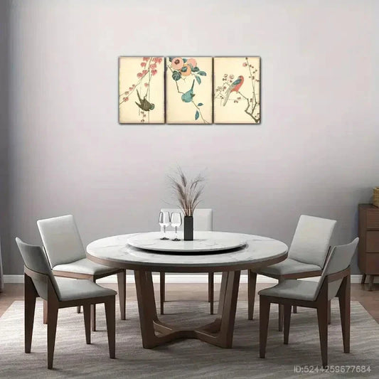 3pcs Birds on Branches Plant And Animal Metal Print Ready to Hang Art