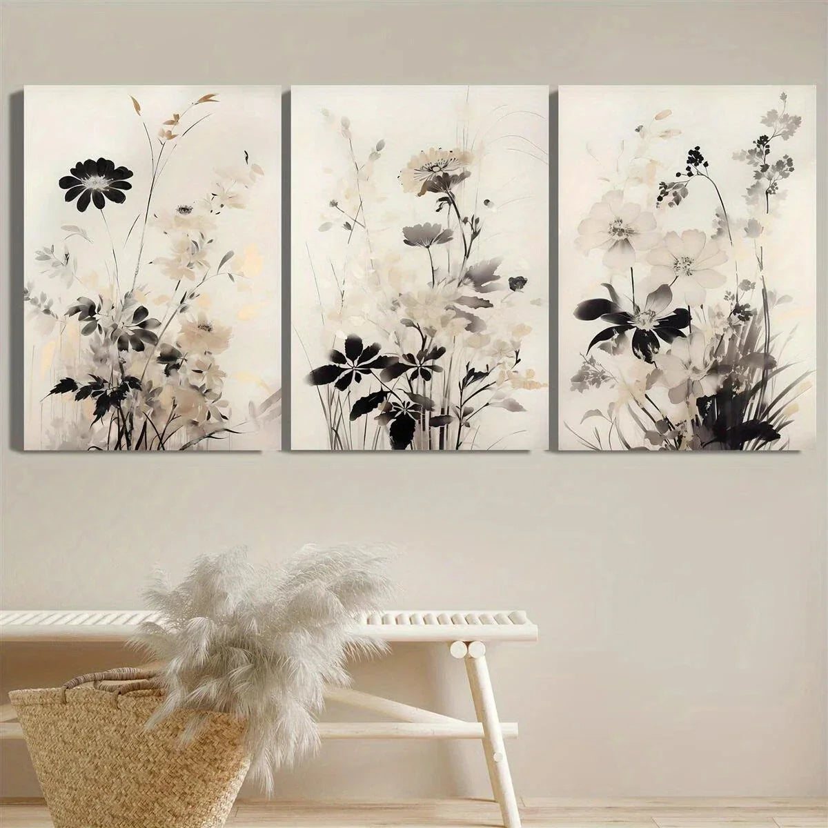 3pcs Wildflower Neutral Plants Metal Print Ready to Hang Art