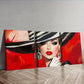 3pcs Fashionable woman in black hat Wall Art Set Canvas Framed 40x60cm - High Quality Print 100% Australian Made Wall Canvas Ready to Hang