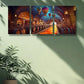 3pcs  Vibrant Wine Cellar with Hot Air Balloon Metal Print Ready to Hang Art