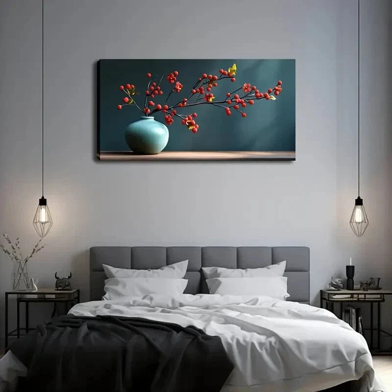 Realistic Style Vibrant Red Wall Art Canvas Office Home Room Framed 120x60cm