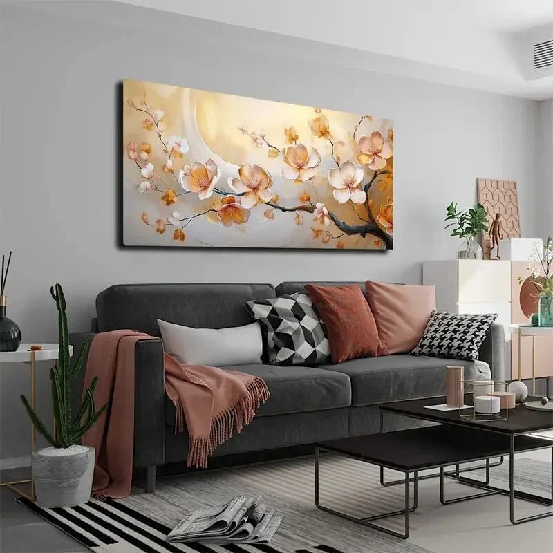 Magnolia Blossoms on Branch Wall Art Canvas Office Home Room Framed 120x60cm