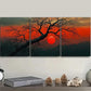 3pcs  The Red Sun Tree Art Painting Metal Print Ready to Hang Art