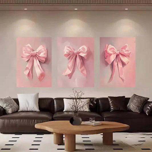 3pcs Girly Heart Bow Metal Print Ready to Hang Art