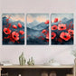 3pcs Painting Fresh Flowers Mountain Metal Print Ready to Hang Art