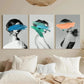 3pcs Creative Character Painting Girl Metal Print Ready to Hang Art