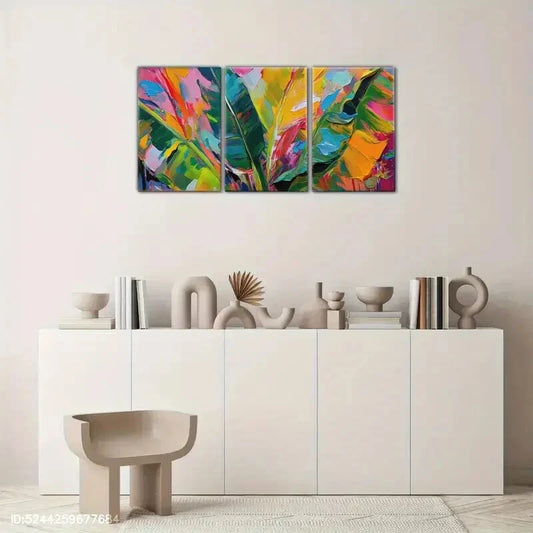 3pcs Colorful Tropical Botanical Jungle Prints Metal Print Ready to Hang Art